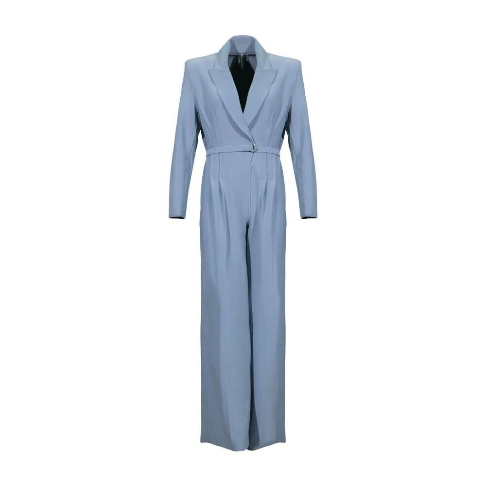 Norma Kamali Single Breasted Straight Leg Jumpsuit Soft Blue - Picture 4 of 4